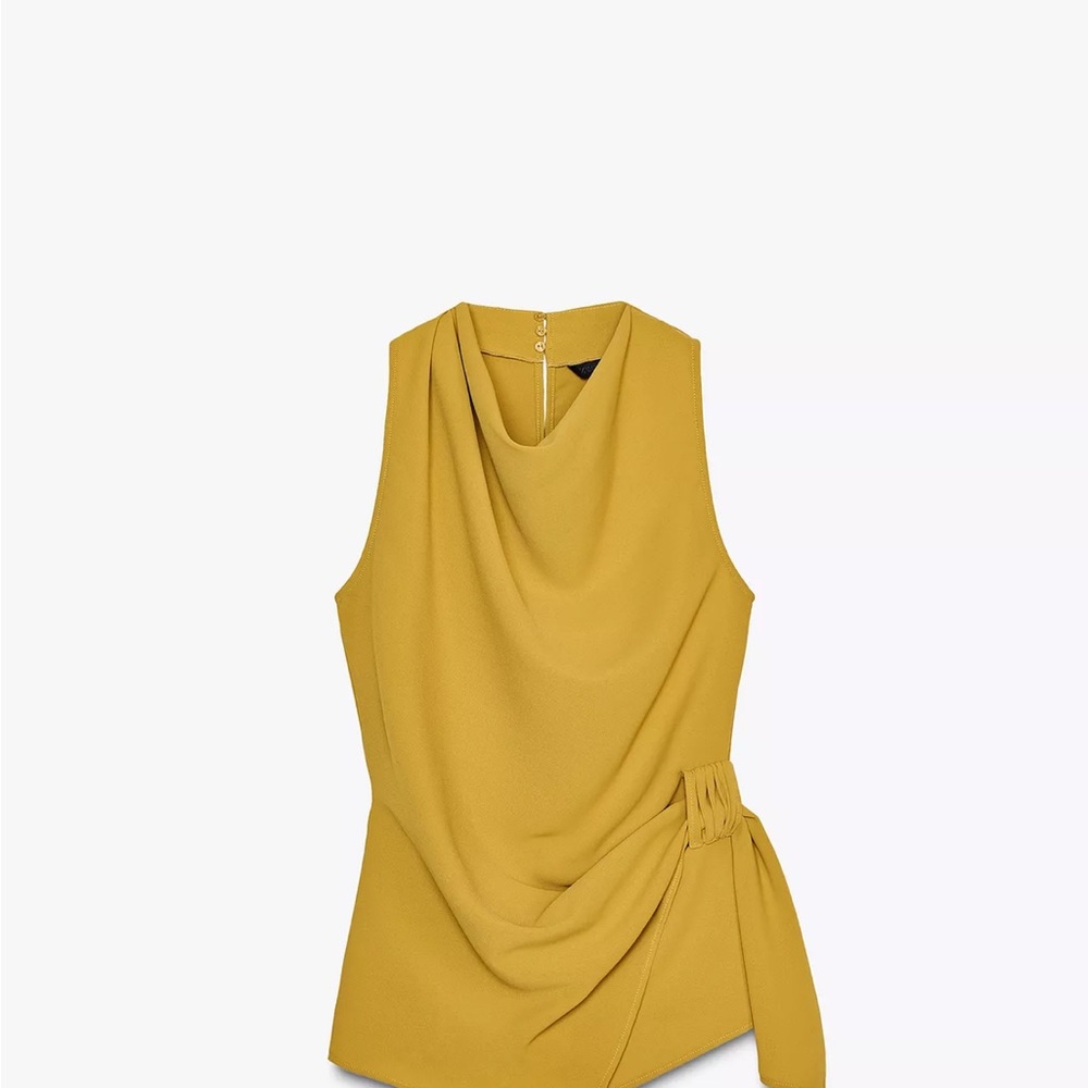 ZARA KNOTTED CREPE TOP